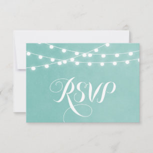 Cartão RSVP de Casamento das Luzes Aqua