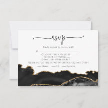 Cartão RSVP de Casamento de Agato Dourado de Chic