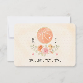 Cartão RSVP de Casamento de Amor e Basquete