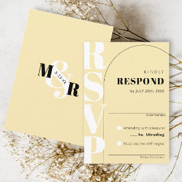 Cartão RSVP de Casamento de Ampersand Amarelo Mode
