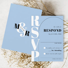 Cartão RSVP de Casamento de Ampersand Azul do Céu 