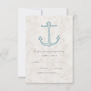 Cartão RSVP de Casamento de Âncora Russo Real Azul