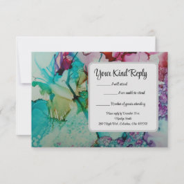 Cartão RSVP de Casamento de Aquarela Colorida