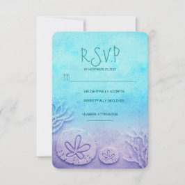 cartão RSVP de casamento de areia azul