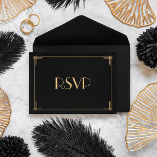 Cartão RSVP de Casamento de Arte Deco do Excelente
