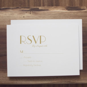 Cartão RSVP de Casamento de Arte Moderna Dourada M