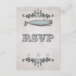 Cartão RSVP de Casamento de Baleia de Praia Vintag