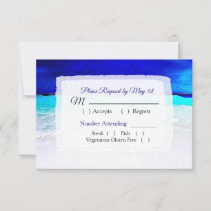 Cartão RSVP de Casamento de Beachy Blue-Water Ocea