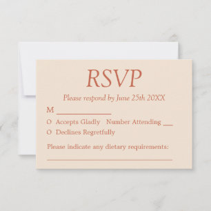 Cartão RSVP de Casamento de Beige de Palha Terraco