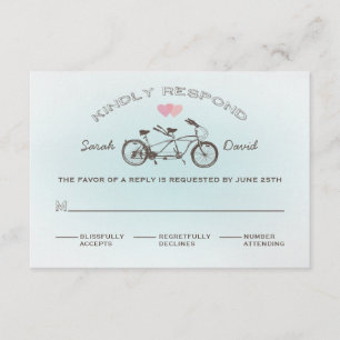 Cartão RSVP de Casamento de Bicicleta Blue Tandem
