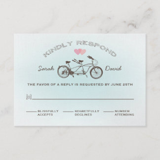 Cartão RSVP de Casamento de Bicicleta Blue Tandem