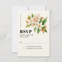 Cartão RSVP de Casamento de Blossom Laranja & Jasm