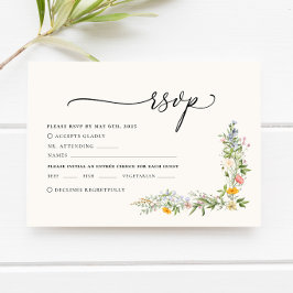 Cartão RSVP de Casamento de Boho Beige Wildflower