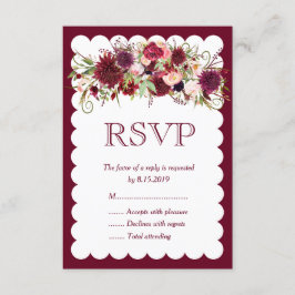 Cartão RSVP de Casamento de Boho Floral de Marsala