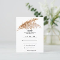 Cartão RSVP de Casamento de Boho Pampas Minimalist