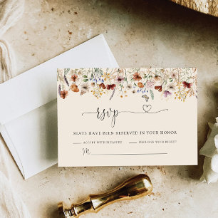 Cartão RSVP de Casamento de Boho Tiny Wildflower