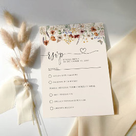 Cartão RSVP de Casamento de Boho Tiny Wildflower