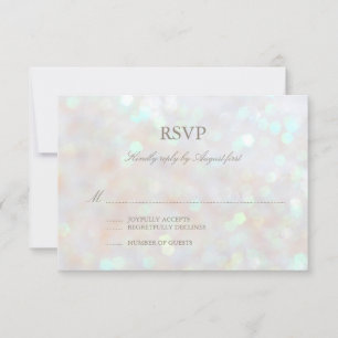 Cartão RSVP de Casamento de Bokeh Sutil Branco