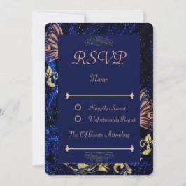 Cartão RSVP de Casamento de Borboleta Dourada Real
