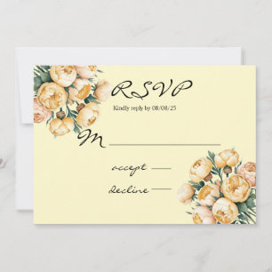Cartão RSVP de Casamento de Buquê Rosa Amarelo