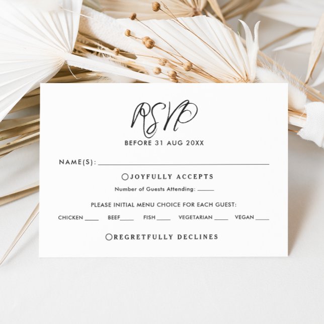 Cartão RSVP de Casamento de Caligrafia Chic Elegan (Criador carregado)