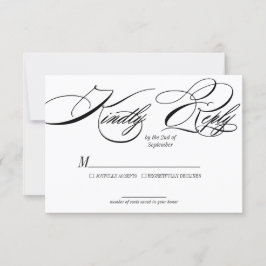 Cartão RSVP de Casamento de Caligrafia Elegante
