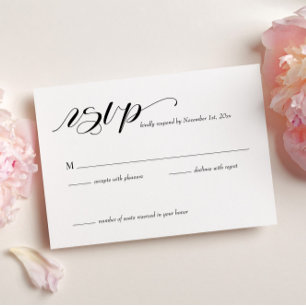 Cartão RSVP de Casamento de Caligrafia Elegante