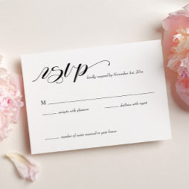 Cartão RSVP de Casamento de Caligrafia Elegante