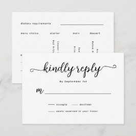 Cartão RSVP de Casamento de Caligrafia Minimalista