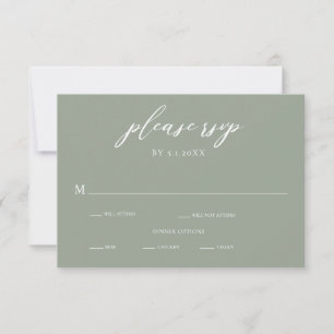 Cartão RSVP de Casamento de Caligrafia Verde Sage