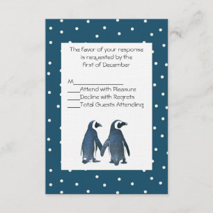 Cartão RSVP de Casamento de Casal Pinguim