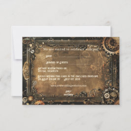 Cartão RSVP de Casamento de Casamento de Steampunk