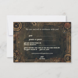 Cartão RSVP de Casamento de Casamento de Steampunk