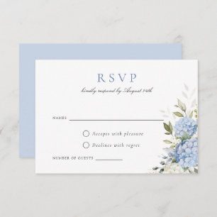 Cartão RSVP de Casamento de Casamento Elegante Blu