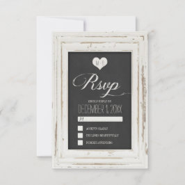Cartão RSVP de Casamento de Chalk de Frame Russo B