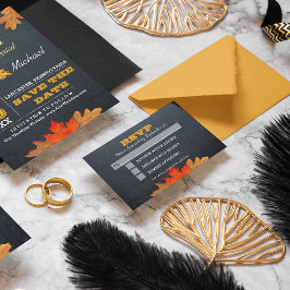 Cartão RSVP de Casamento de Chalkboard do Autumn