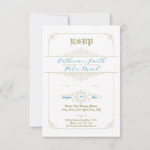 Cartão RSVP de Casamento de Charme Vintage