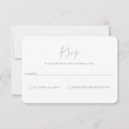 Cartão RSVP de Casamento de Cinza Minimalista