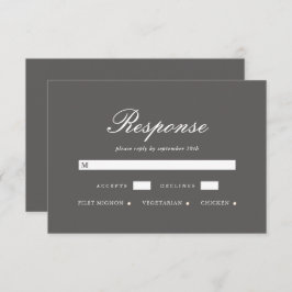 Cartão RSVP de Casamento de Cinzas Simples e Elega