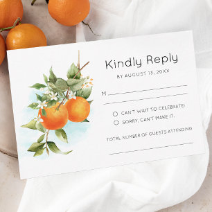 Cartão RSVP de Casamento de Citros Laranja