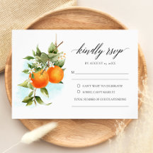 Cartão RSVP de Casamento de Citrus Calliografia La