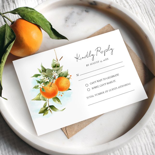 Cartão RSVP de Casamento de Citrus Calliografia La (Criador carregado)