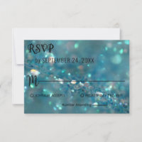 Cartão RSVP de Casamento de Clareza Azul Elegante