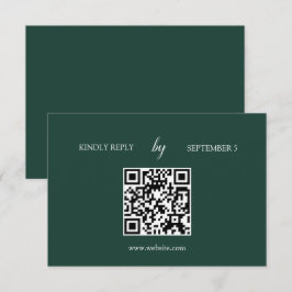 Cartão RSVP de Casamento de Código QR de Emerald V