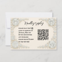 Cartão RSVP de Casamento de Código QR de Heirloom 