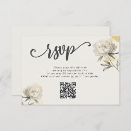 Cartão RSVP de Casamento de Código QR de Peony Dou