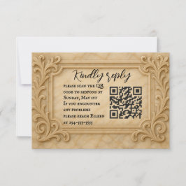 Cartão RSVP de Casamento de Código QR do Marble Mo