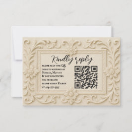 Cartão RSVP de Casamento de Código QR do Marble Ve