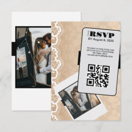 Cartão RSVP de Casamento de Código QR Elegante
