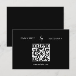 Cartão RSVP de Casamento de Código QR Preto Modern